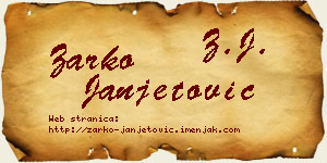 Žarko Janjetović vizit kartica